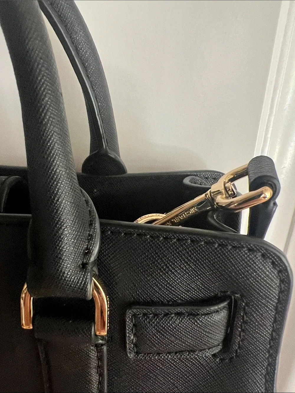Michael Kors Black Saffiano Top-Handle Satchel with Crossbody Strap